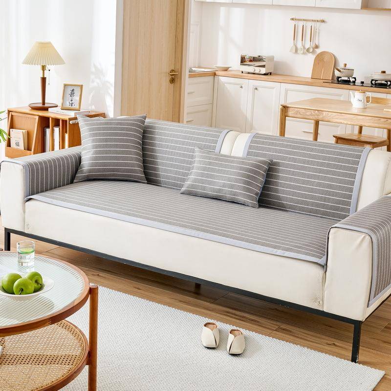 Eis Rattan Matte Sommer Sofa Kissen Neue Gestreifte Matte Sitzkissen Rutschfeste Matte Einfache Coole Sofa Abdeckung Abdeckung Tuch 60*60cm von Joom DACH