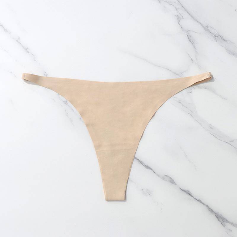 Eis Seide Nahtlose Höschen Für Frauen Weiche Dünne Band Thongs Frau Satin Unterwäsche Weibliche Bikini Höschen String Tangas Mujer L apricot von Joom DACH