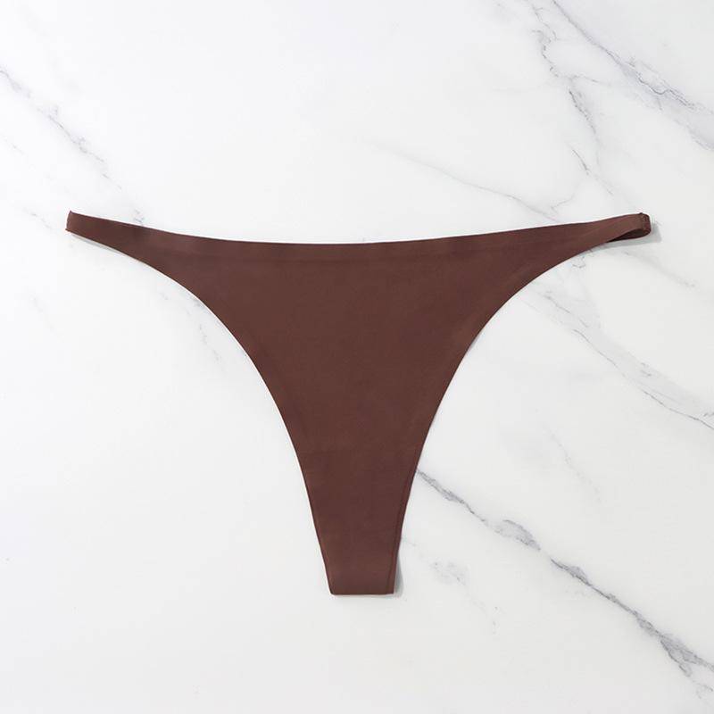 Eis Seide Nahtlose Höschen Für Frauen Weiche Dünne Band Thongs Frau Satin Unterwäsche Weibliche Bikini Höschen String Tangas Mujer L braun von Joom DACH