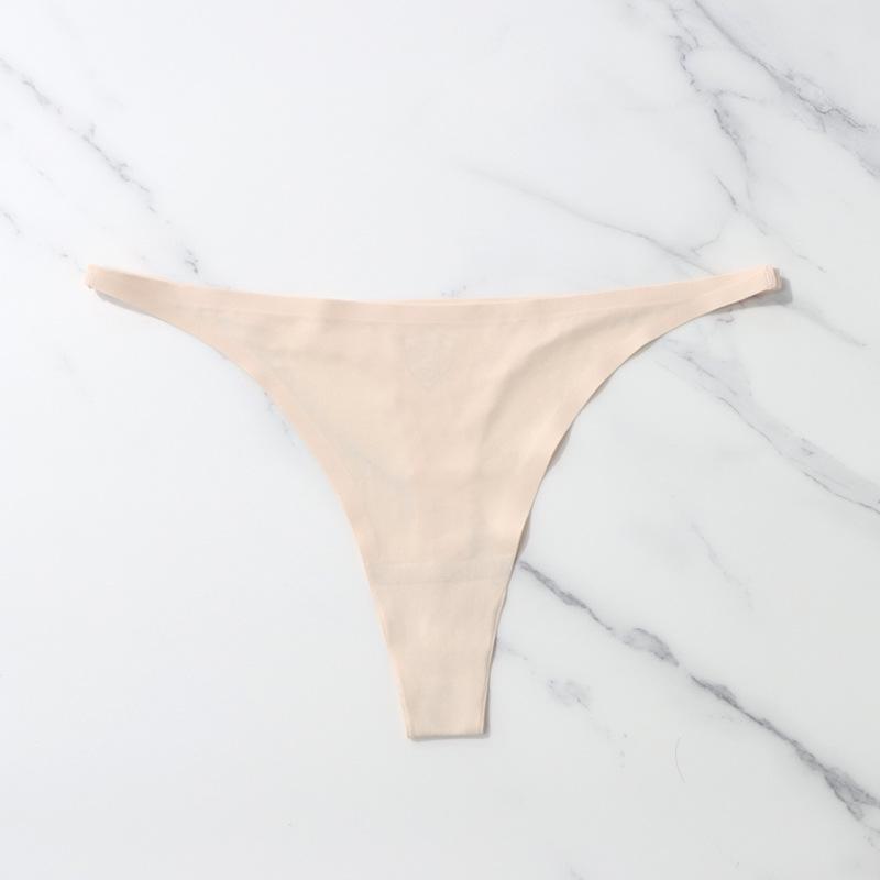 Eis Seide Nahtlose Höschen Für Frauen Weiche Dünne Band Thongs Frau Satin Unterwäsche Weibliche Bikini Höschen String Tangas Mujer M beige von Joom DACH