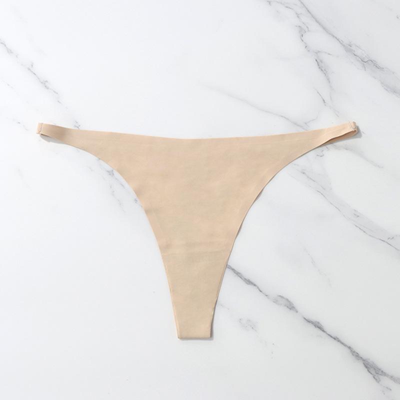 Eis Seide Nahtlose Höschen Für Frauen Weiche Dünne Band Thongs Frau Satin Unterwäsche Weibliche Bikini Höschen String Tangas Mujer XL apricot von Joom DACH