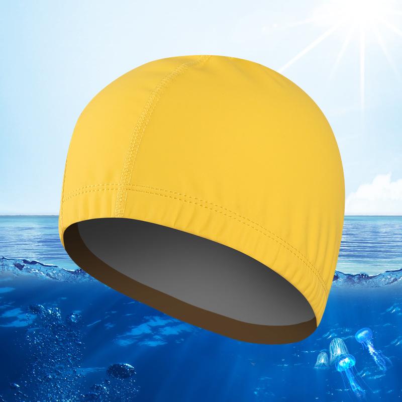 Elastische, wasserdichte Badekappe mit PU-Beschichtung, für Schwimmbecken, Unisex, Badehüte, Einheitsgröße, Herren/Damen, Ohrenschutz, Badekappe, Silber/Pink gelb von Joom DACH