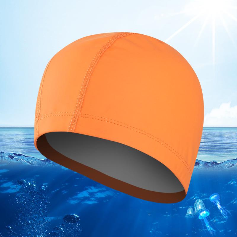 Elastische, wasserdichte Badekappe mit PU-Beschichtung, für Schwimmbecken, Unisex, Badehüte, Einheitsgröße, Herren/Damen, Ohrenschutz, Badekappe, Silber/Pink orange von Joom DACH