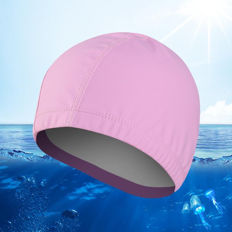 Elastische, wasserdichte Badekappe mit PU-Beschichtung, für Schwimmbecken, Unisex, Badehüte, Einheitsgröße, Herren/Damen, Ohrenschutz, Badekappe, Silber/Pink von Joom DACH