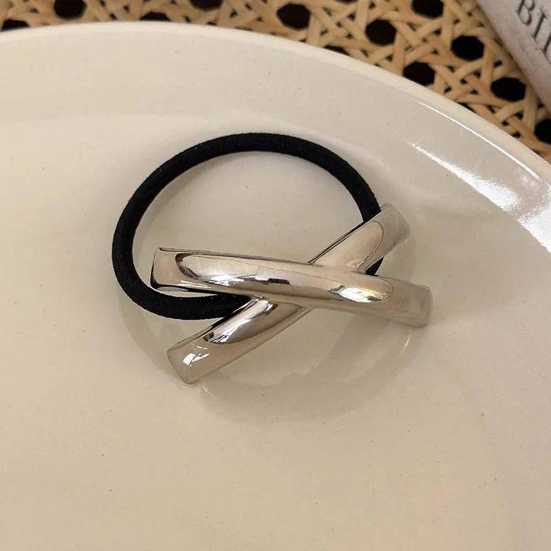 Elastische Haarbänder für Frauen, Haargummis aus Metall, Pferdeschwanzhalter, Haargummis, modisches Haar-Accessoire, elastisches Stirnband, Gummibänder von Joom DACH