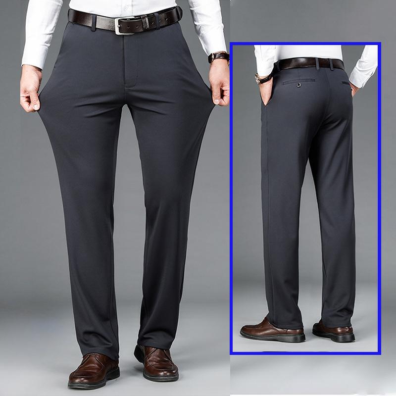 Elastische Herren Anzughose Dünne Gerade Hose Knitterfrei Bügelfrei Streetwear Herrenhose Business 34 dunkelgrau von Joom DACH