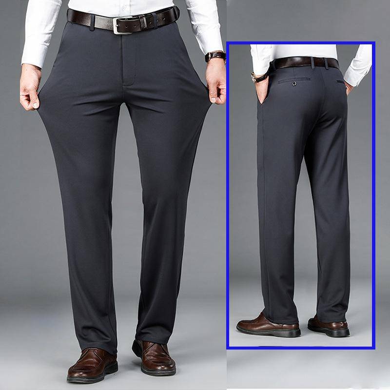 Elastische Herren Anzughose Dünne Gerade Hose Knitterfrei Bügelfrei Streetwear Herrenhose Business 34 dunkelgrau von Joom DACH