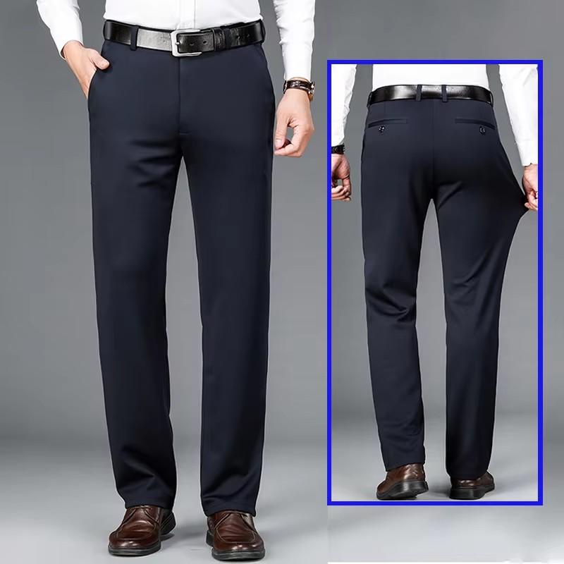 Elastische Herren Anzughose Dünne Gerade Hose Knitterfrei Bügelfrei Streetwear Herrenhose Business 34 navy blau von Joom DACH