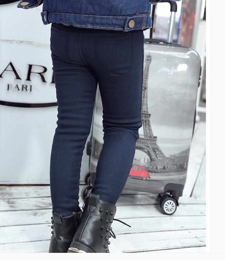 Elastische Slim Fit-Leggings für Mädchen - Jeans-Imitat 130 cm navy blau von Joom DACH