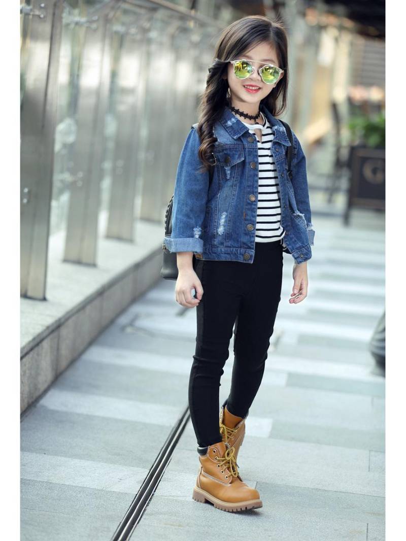 Elastische Slim Fit-Leggings für Mädchen - Jeans-Imitat 140 cm schwarz von Joom DACH