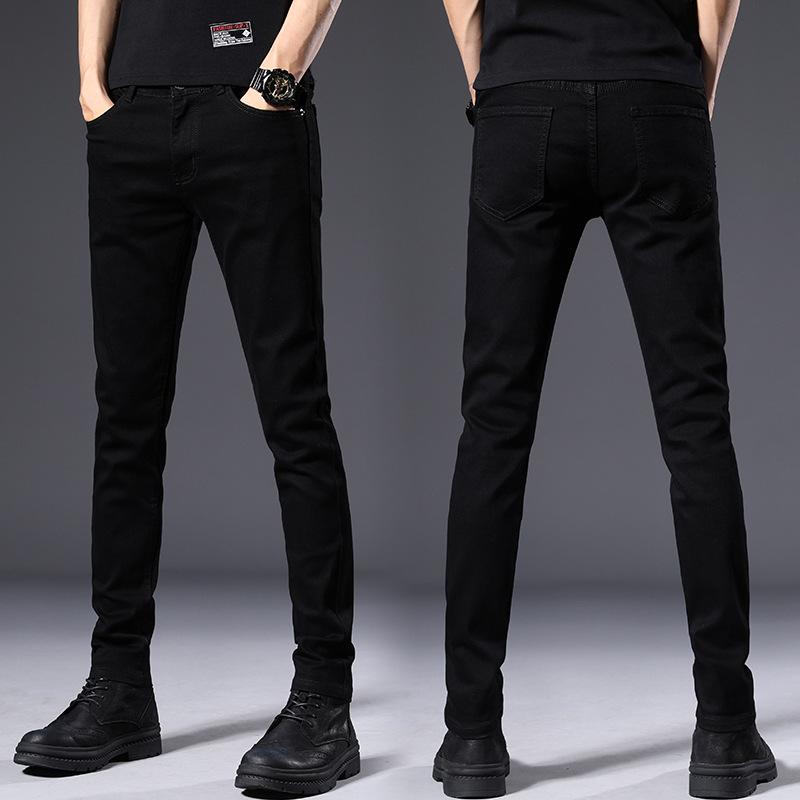Elastische Slim Fit Schwarze Röhrenjeans für Herren – Trendige Freizeithose im koreanischen Stil Size 31 (waist 2'4) 130 kg von Joom DACH