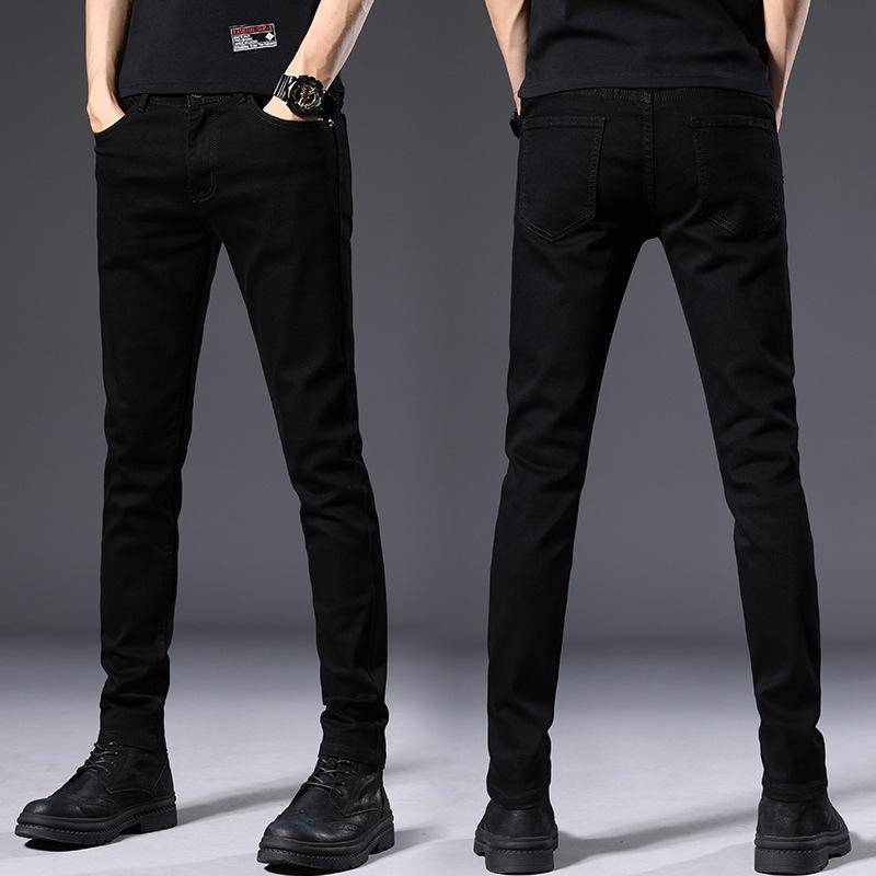 Elastische Slim Fit Schwarze Röhrenjeans für Herren – Trendige Freizeithose im koreanischen Stil Size 31 (waist 2'4) 130 kg von Joom DACH