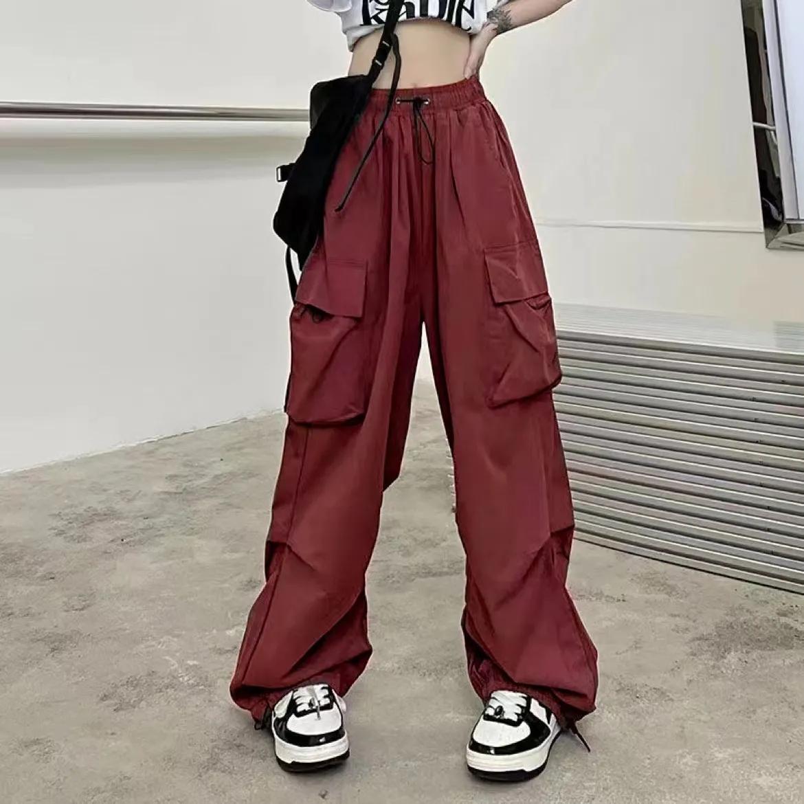 Elastische Taille Frühling Casual frauen Cargo Hosen Mode Streetwear Harem Jogger Knöchel Länge Oversize Lose Hosen Für Mädchen L rot von Joom DACH