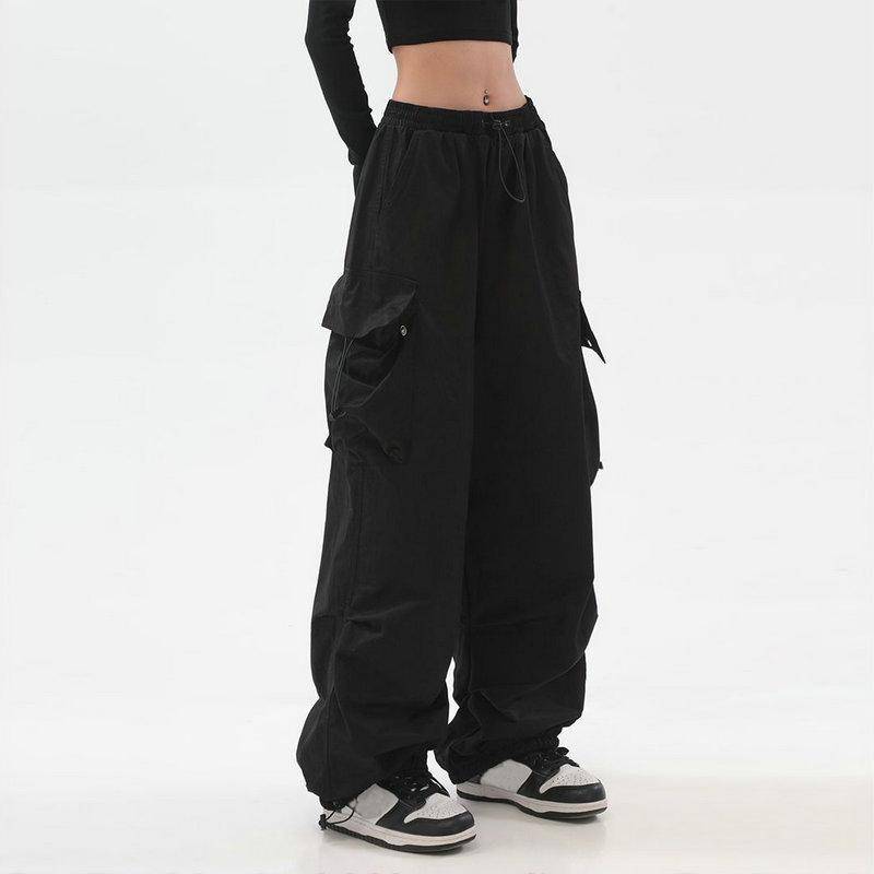 Elastische Taille Frühling Casual frauen Cargo Hosen Mode Streetwear Harem Jogger Knöchel Länge Oversize Lose Hosen Für Mädchen M schwarz von Joom DACH