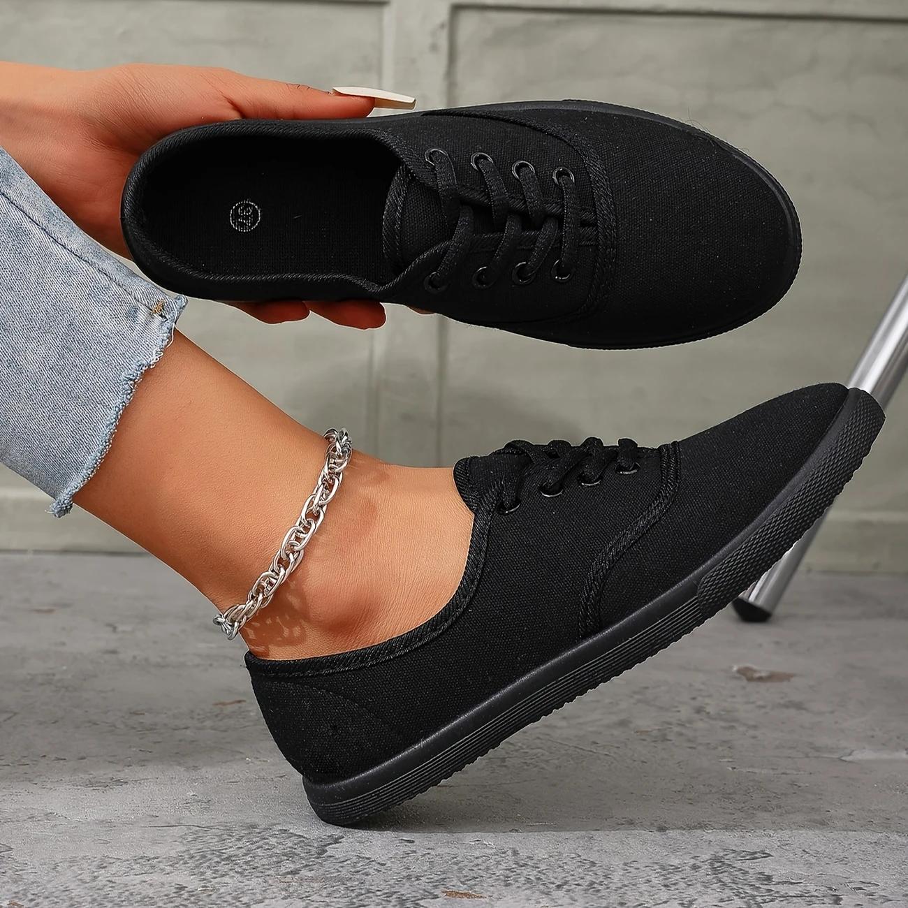 Elegante, atmungsaktive Damen-Sneaker für alle Jahreszeiten in mehreren Farben – bequemes Design mit runder Zehenpartie 37 schwarz von Joom DACH