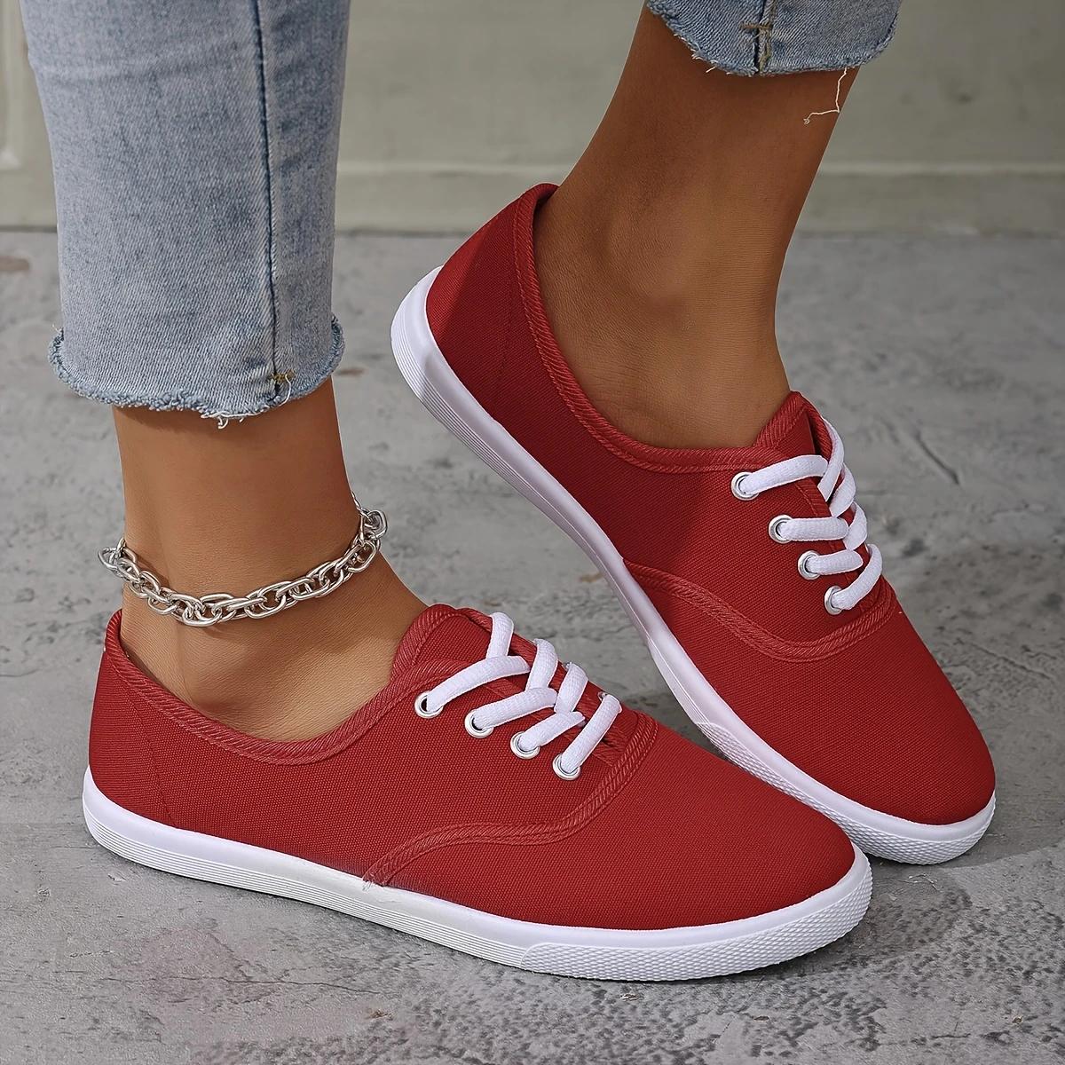 Elegante, atmungsaktive Damen-Sneaker für alle Jahreszeiten in mehreren Farben – bequemes Design mit runder Zehenpartie 38 rot von Joom DACH