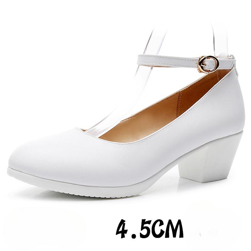 Elegante Blockabsätze Echte Lederschuhe Damen Pumps Neue Flache Herbst Plateau Schuhe für Büro Mutter 4,5CM 6CM Größe 33-43 43 von Joom DACH