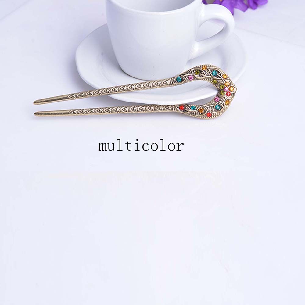 Elegante Blumen-Frauen-Zarte Bronze überzogene U-förmige Haarnadeln-Stecknadel-Haar-Zusätze bunt von Joom DACH