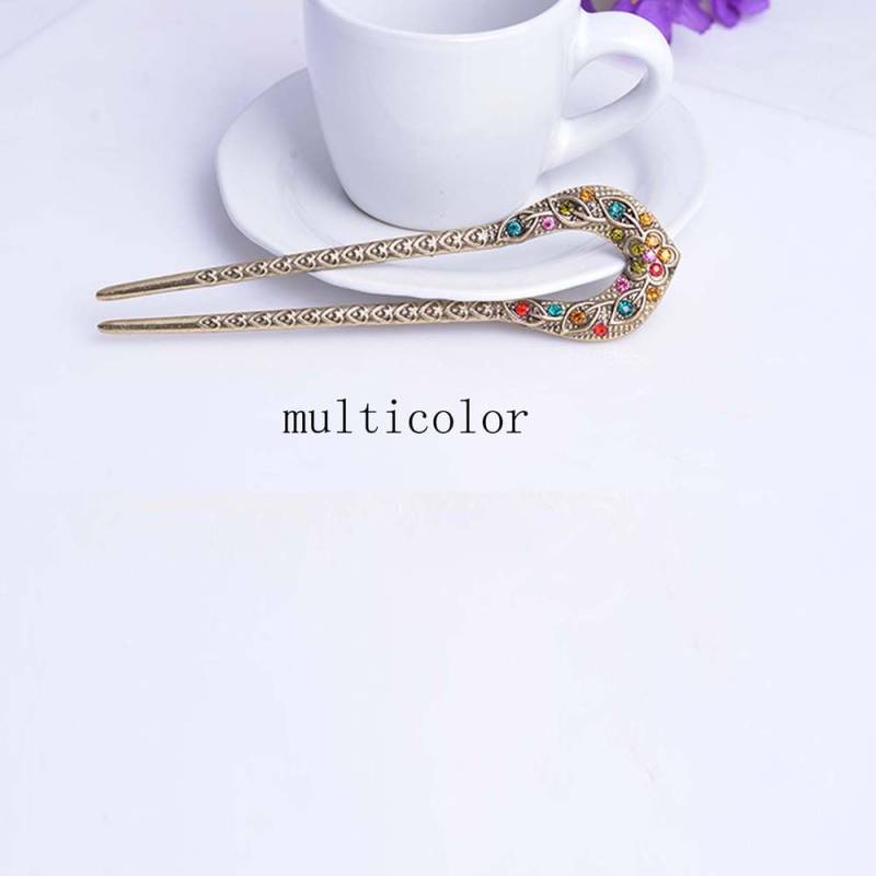 Elegante Blumen-Frauen-Zarte Bronze überzogene U-förmige Haarnadeln-Stecknadel-Haar-Zusätze bunt von Joom DACH