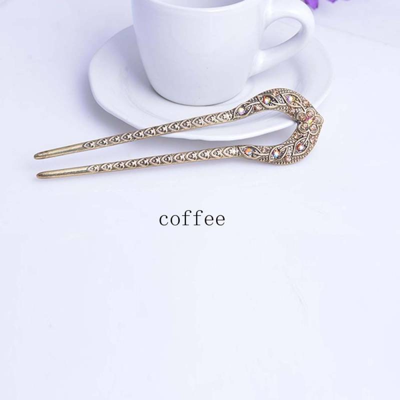 Elegante Blumen-Frauen-Zarte Bronze überzogene U-förmige Haarnadeln-Stecknadel-Haar-Zusätze kaffeebraun von Joom DACH