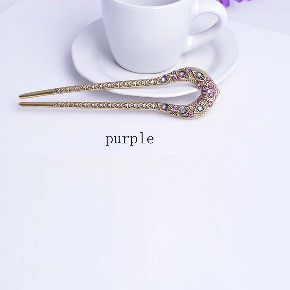 Elegante Blumen-Frauen-Zarte Bronze überzogene U-förmige Haarnadeln-Stecknadel-Haar-Zusätze violett von Joom DACH