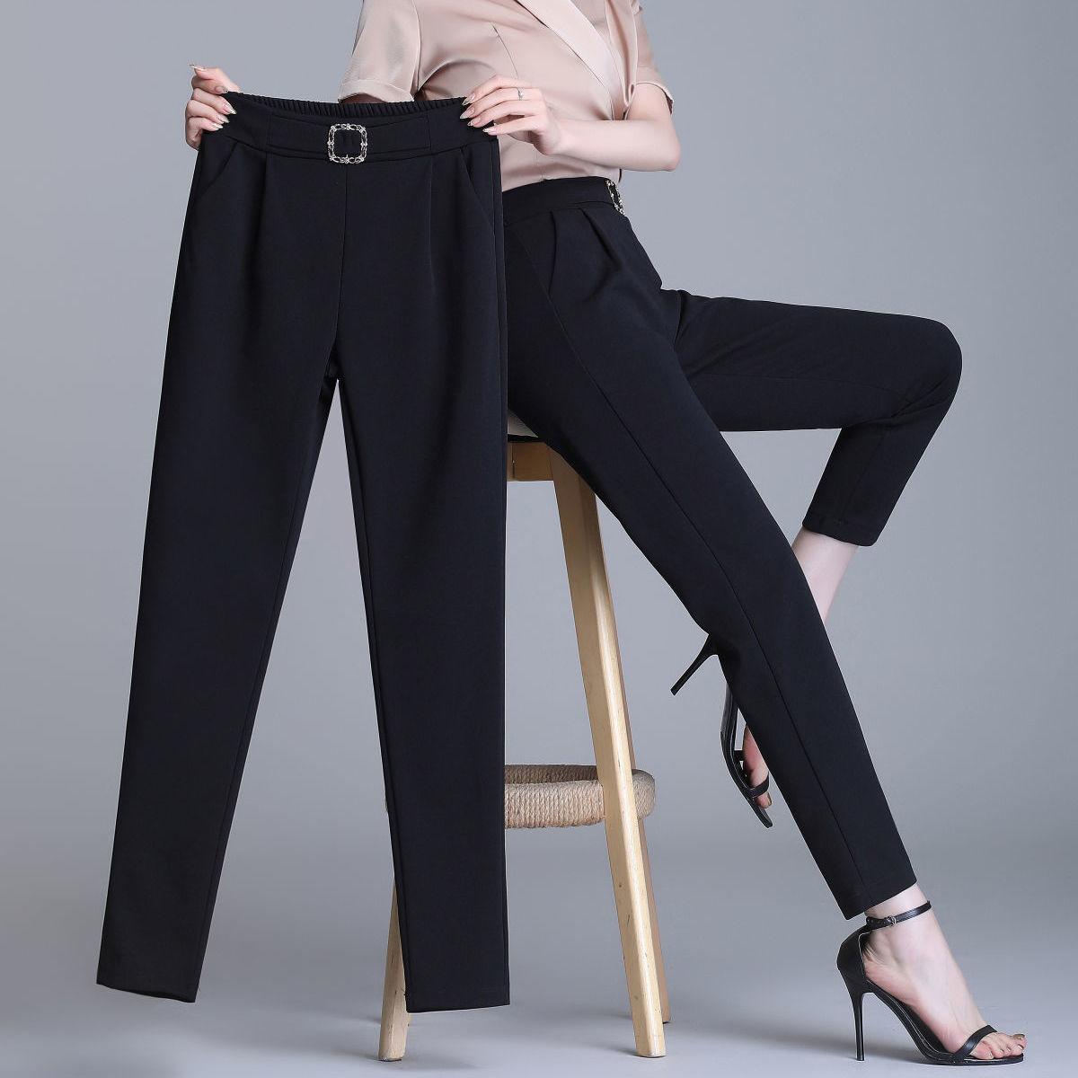Elegante Hohe Taille Elastische Harem Hosen für Frauen Pendler Casual Capri Hosen Mode Einfarbig Taschen Schärpen Hosen 4XL L schwarz Elegante Hohe Taille Elastische Harem Hosen für Frauen Pendler Casual Capri Hosen Mode Einfarbig Taschen Schärpen Hosen 4XL L schwarz von Joom DACH