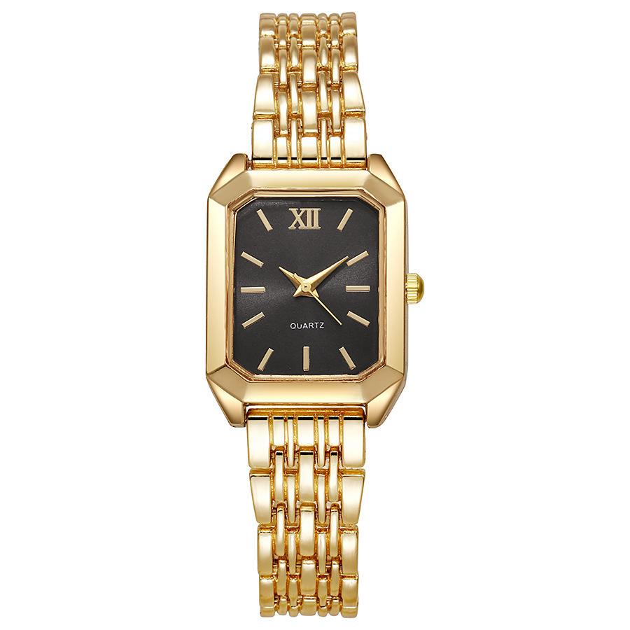 Elegante Rechteck Damen Uhren Mode Damen Quarz Armbanduhren Top Luxus Mädchen Uhr Geschenk schwarz/goldgelb von Joom DACH