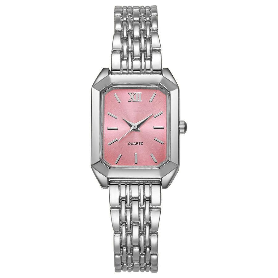 Elegante Rechteck Damen Uhren Mode Damen Quarz Armbanduhren Top Luxus Mädchen Uhr Geschenk rosa silber von Joom DACH