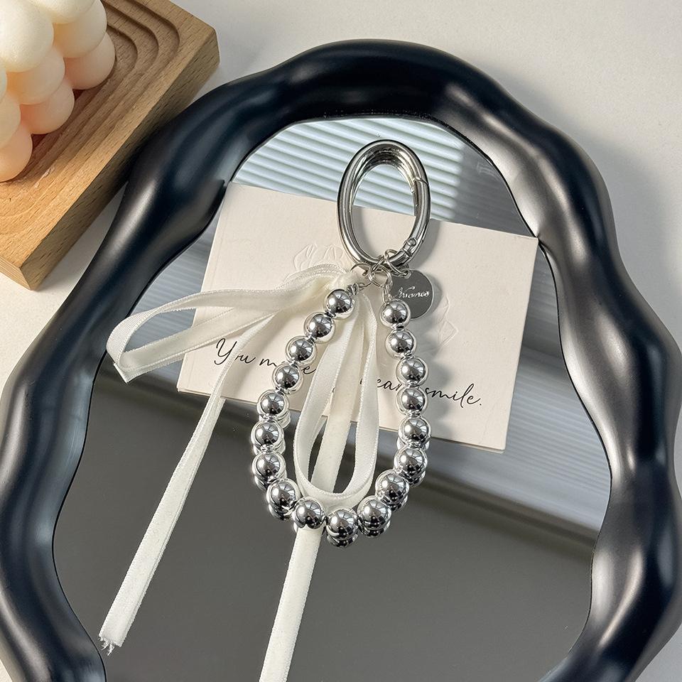 Elegante Schleife Schleife Taschenanhänger Dekoration Schlüsselanhänger für Frauen Perlen Schlüsselanhänger Schmuck Mädchen Accessoires weiß von Joom DACH