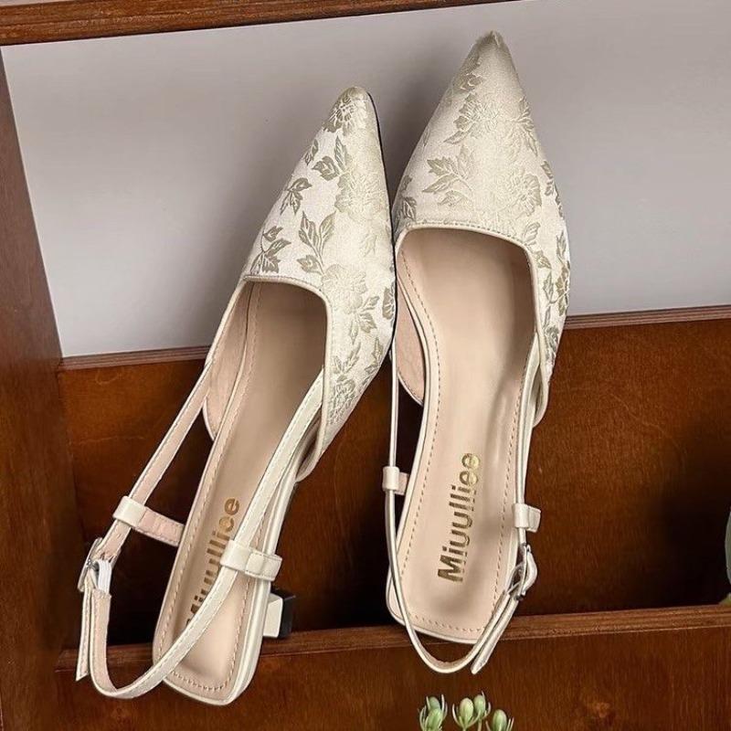 Elegante Slingback-Sandalen für Damen, Sommerschuhe, Rosa, Schwarz, Nude, mittlere Absätze, Pumps, enge Zehenpartie, Büro, Party, Schuh, weiblich 40 beige von Joom DACH