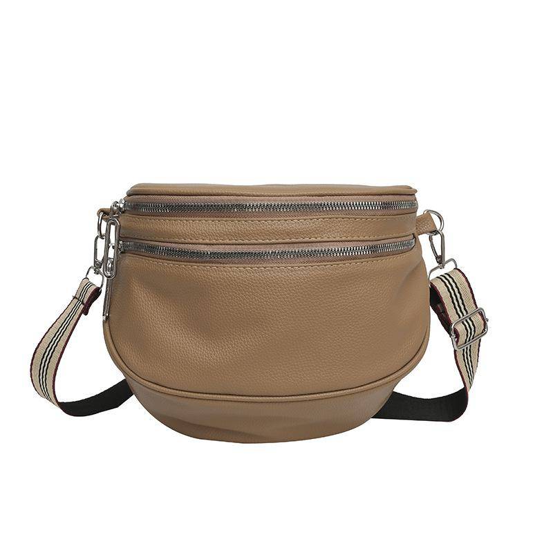 Elegante einfarbige Gürteltaschen für Frauen, luxuriöse Gürteltaschen mit Kettenreißverschluss, weibliche Hüfttasche, Damen-Umhängetasche 24x9x20cm hellbraun von Joom DACH