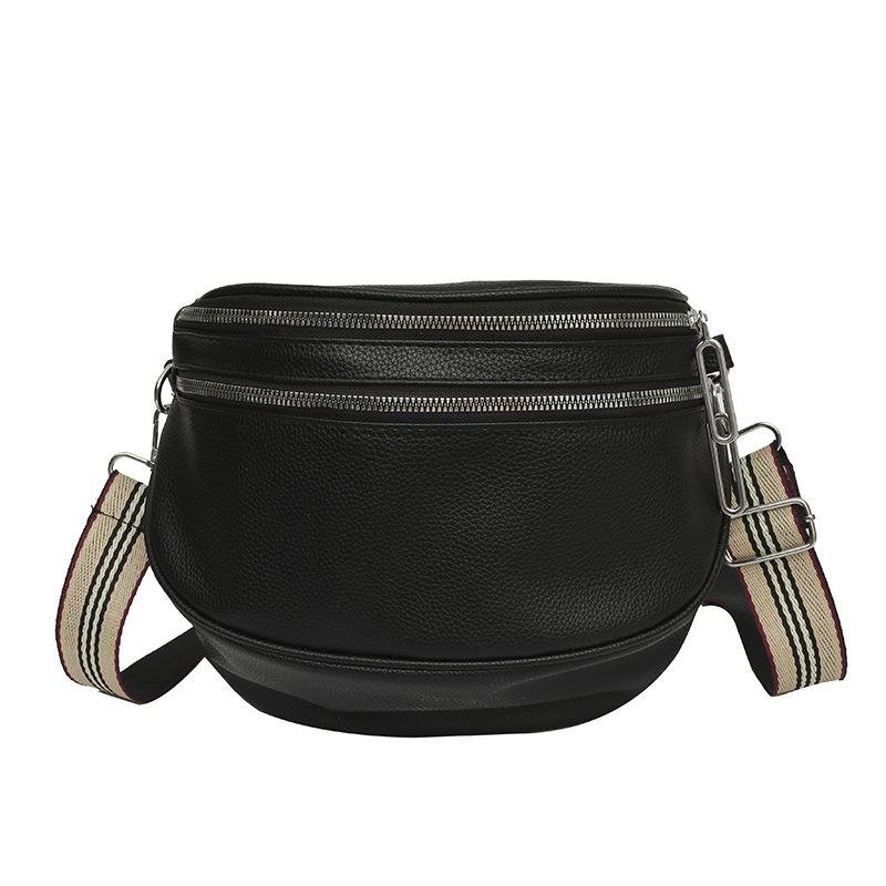 Elegante einfarbige Gürteltaschen für Frauen, luxuriöse Gürteltaschen mit Kettenreißverschluss, weibliche Hüfttasche, Damen-Umhängetasche 24x9x20cm schwarz von Joom DACH