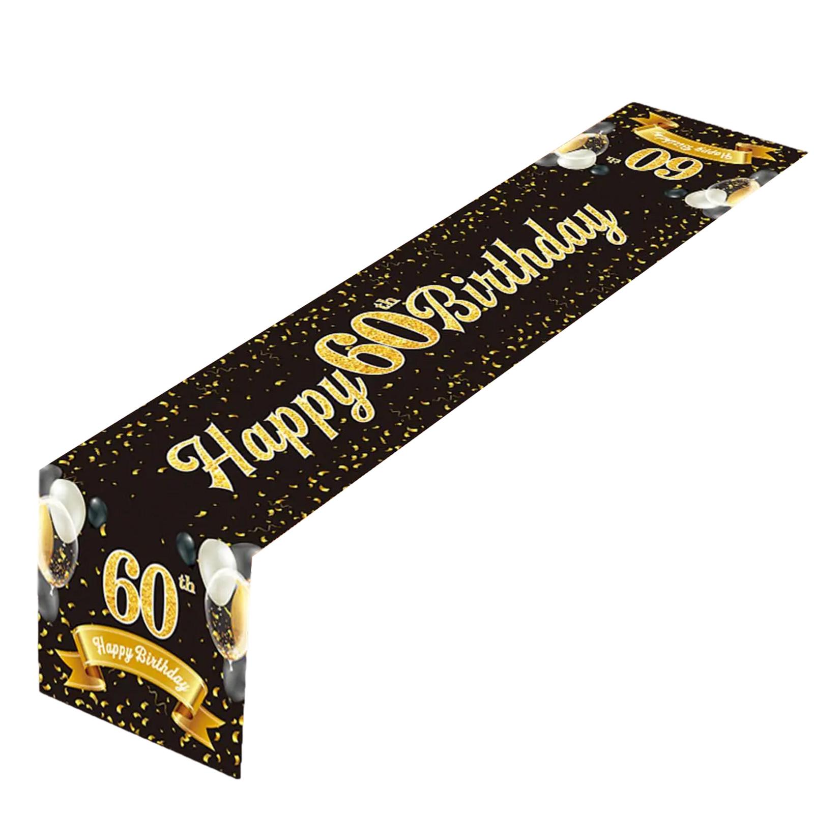 Eleganter Schwarzgoldener Geburtstags-Tischläufer Tischdecke für Männer und Frauen Perfekte Partydekoration für Ihn oder Sie 180x35cm G von Joom DACH