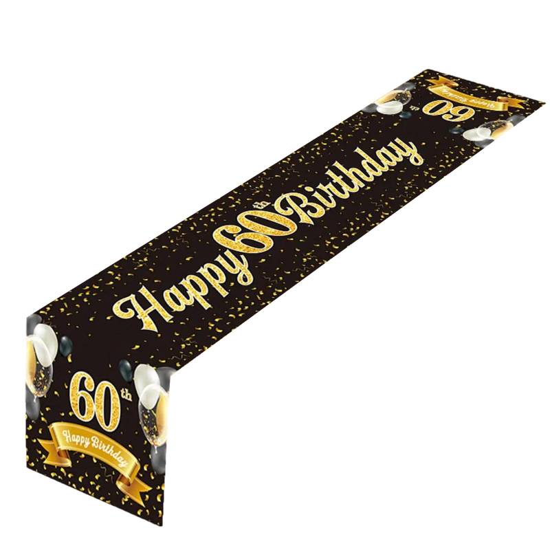 Eleganter Schwarzgoldener Geburtstags-Tischläufer Tischdecke für Männer und Frauen Perfekte Partydekoration für Ihn oder Sie 180x35cm G von Joom DACH