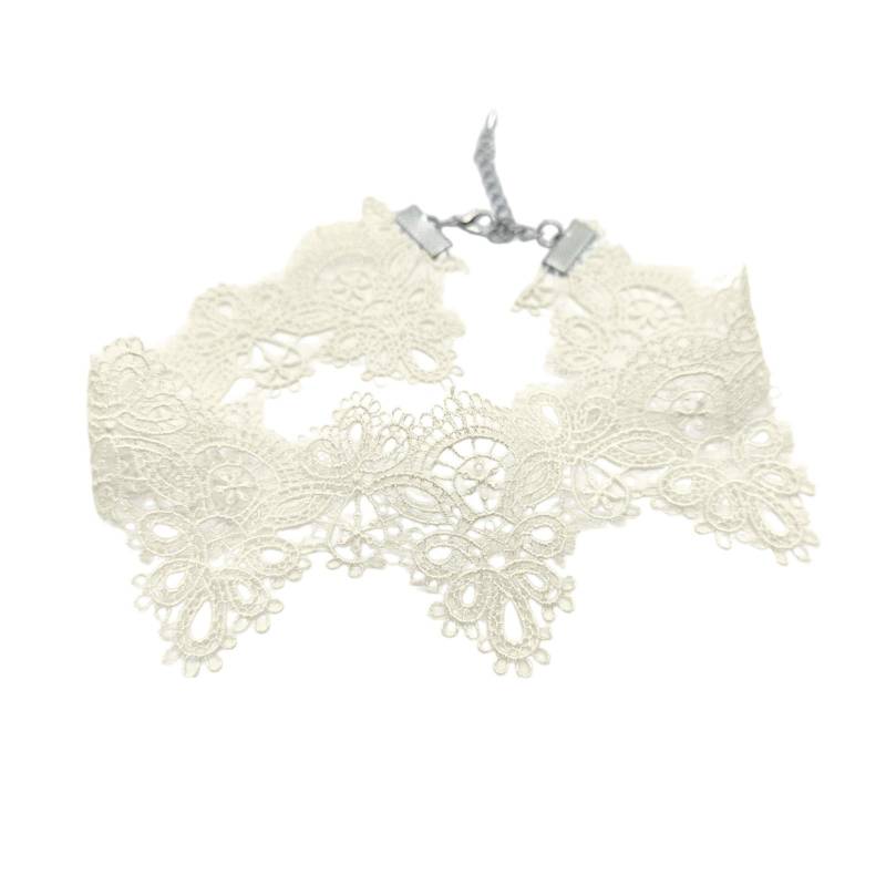 Eleganter Spitzen Kurzchoker Halsband Stilvolle Halskette Weich Bequem Robust Lässige Halsbekleidung für Stilvolle Damen Frauen beige von Joom DACH