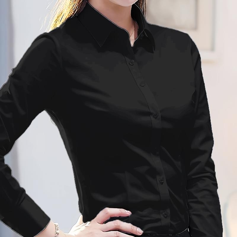 Elegantes Ganzjahres-Einfarbiges Hemd Schmal Geknöpfte Oberteile Modisches Hemd Umlegekragen Langarmbluse für Damen S schwarz Elegantes Ganzjahres-Einfarbiges Hemd Schmal Geknöpfte Oberteile Modisches Hemd Umlegekragen Langarmbluse für Damen S schwarz von Joom DACH
