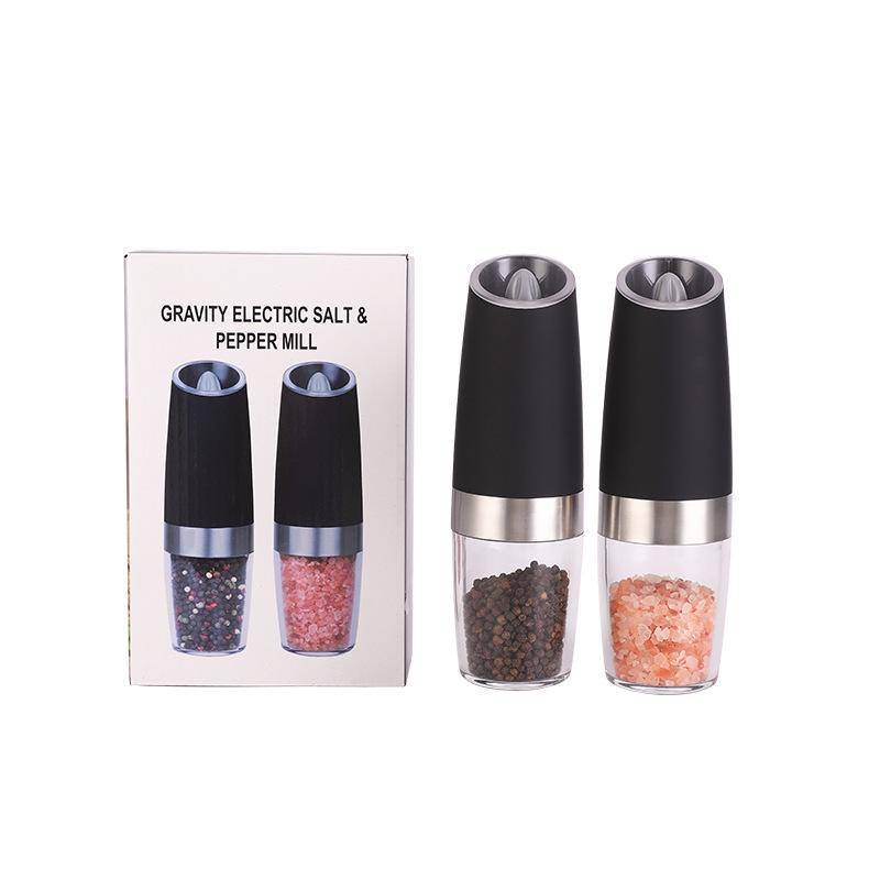Elektrische Pfeffer- und Salzmühle mit Keramikkern und Schwerkraft Battery type suit schwarz von Joom DACH