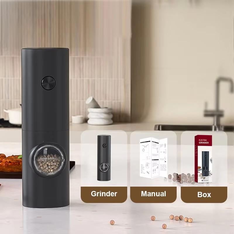 Elektrische Pfeffermühle, wiederaufladbare Salz- und Pfeffermühle mit einstellbarer Rauheit, Küchenwerkzeug für frisch gemahlenen Pfeffer Battery Black von Joom DACH