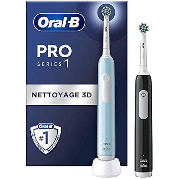 Elektrische Zahnbürsten - ORAL-B - Pro Series 1 - 2 Bürstenköpfe 3D-Reinigung - Blau und Schwarz schwarz von Joom DACH