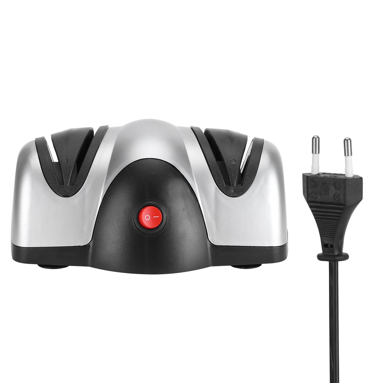 Elektrischer Messerschärfer Schleifer 2-Stufen Schärfwerkzeug Küchenzubehör Silber Schwarz von Joom DACH