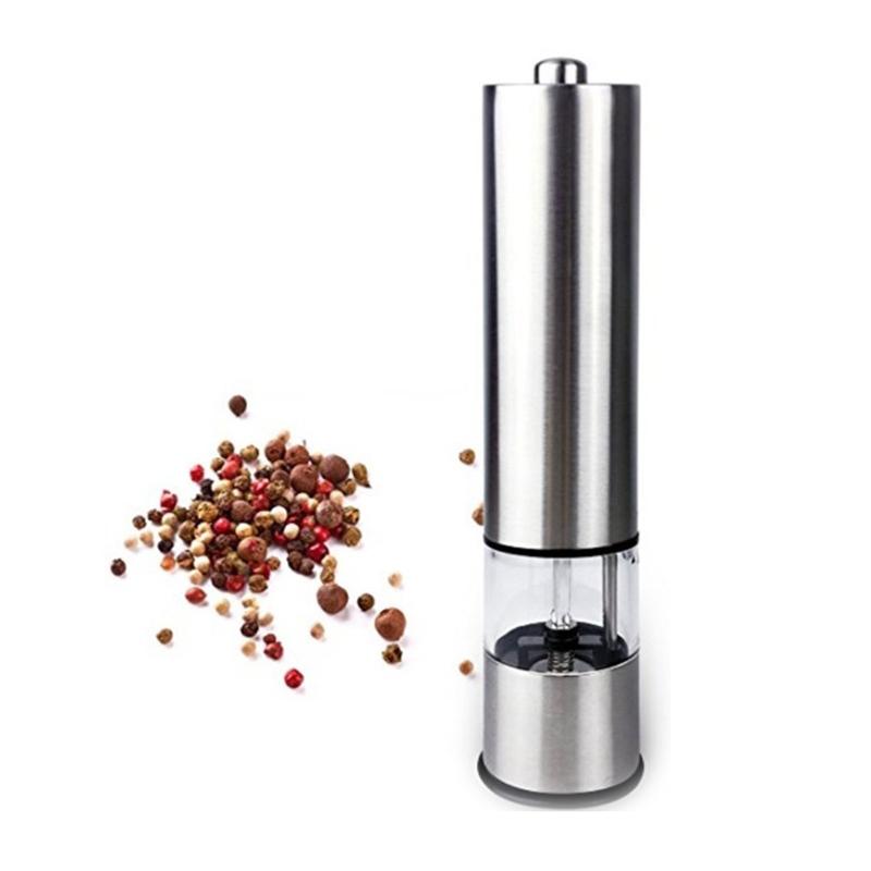 Elektrisches Salz- und Pfeffermühlen-Set (Batterien nicht enthalten) - Automatisch verstellbare Streuer – Edelstahlbetrieben 1pc silber von Joom DACH