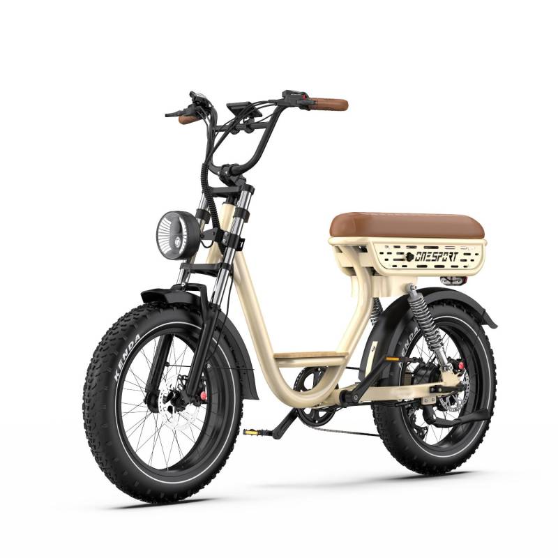 Elektrofahrrad ONESPORT W77 250W Motor 48V18Ah Akku 20*4.0 Zoll Reifen 45km/h Geschwindigkeit 80-90km Max. Reichweite Shimano 7-Gang beige von Joom DACH