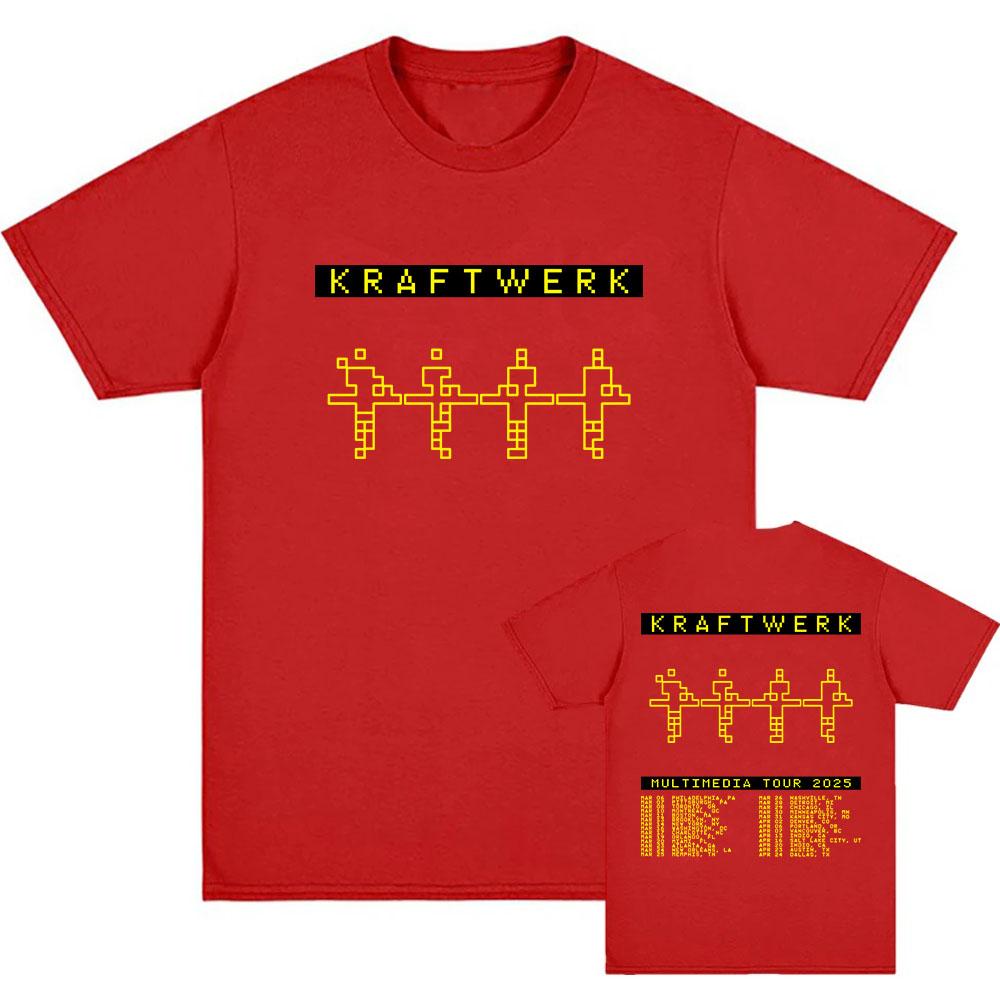 Elektronische Band KRAFTWERK T-Shirts Kurzarm Baumwoll-T-Shirt Sommer Rundhals Hip Hop Streetwear Männer/Frauen Tees XL rot von Joom DACH