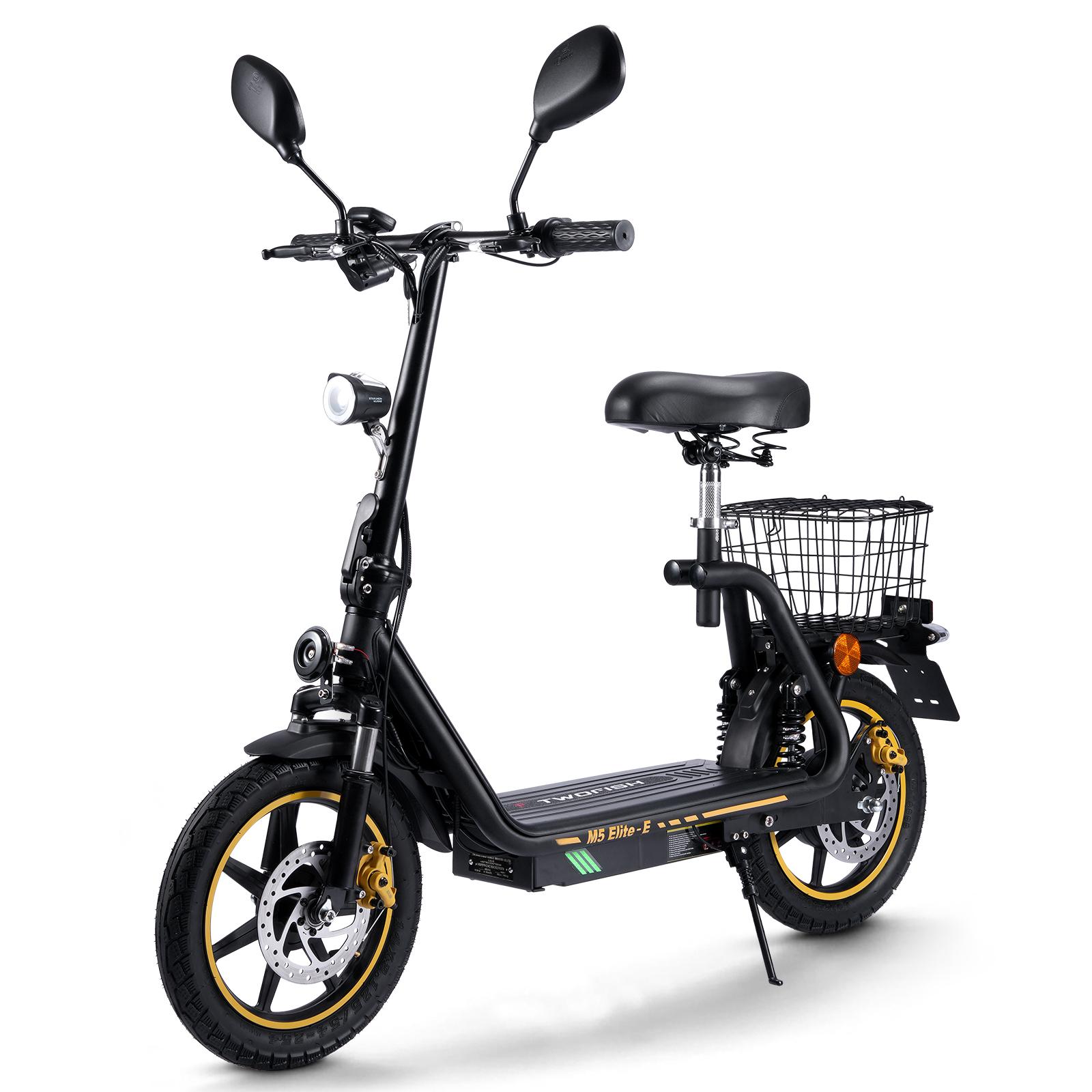 Elektroroller mit Sitz TWOFISH M5-Elite-E 14 Reifen 500W Motor 48V13Ah Akku Höchstgeschwindigkeit 40km/h Maximale Reichweite 30km EWG-zertifiziert schwarz Elektroroller mit Sitz TWOFISH M5-Elite-E 14 Reifen 500W Motor 48V13Ah Akku Höchstgeschwindigkeit 40km/h Maximale Reichweite 30km EWG-zertifiziert schwarz von Joom DACH