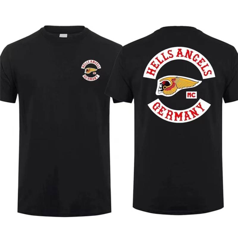 Eltern-Kind Erstaunliches Herren-T-Shirt Baumwolle Übergroß Sommer Junge Doppelseitig Hells Angels Bruderschaft Tops T-Shirts Kurzarmhemd L von Joom DACH