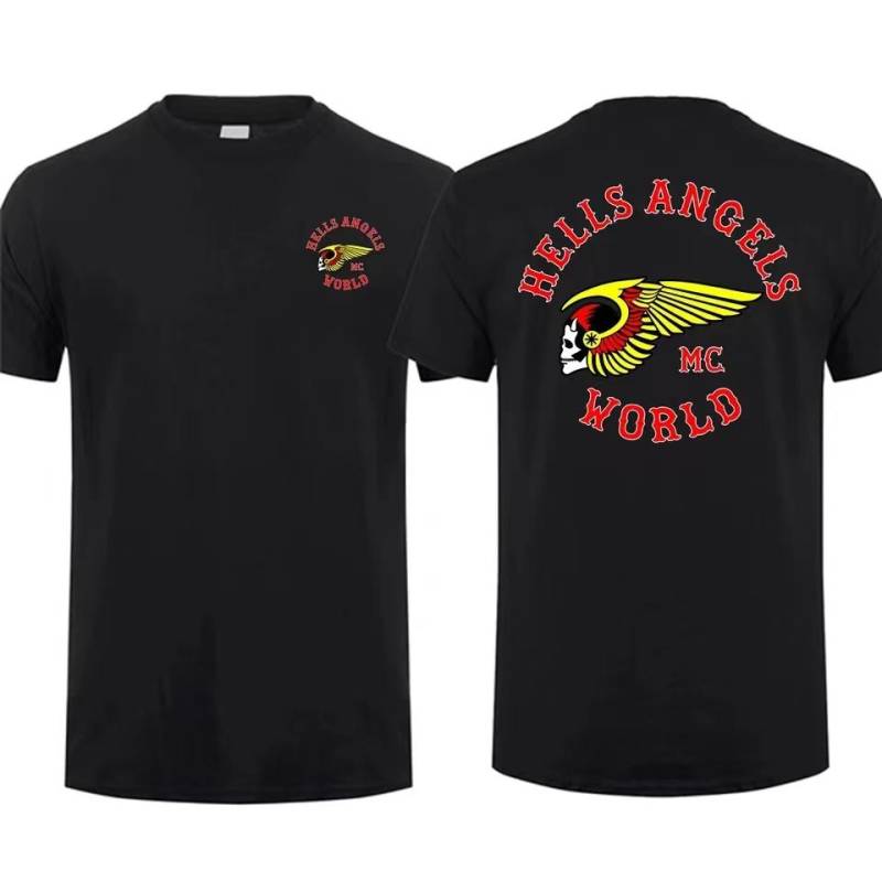 Eltern-Kind Erstaunliches Herren-T-Shirt Baumwolle Übergroß Sommer Junge Doppelseitig Hells Angels Bruderschaft Tops T-Shirts Kurzarmhemd L von Joom DACH