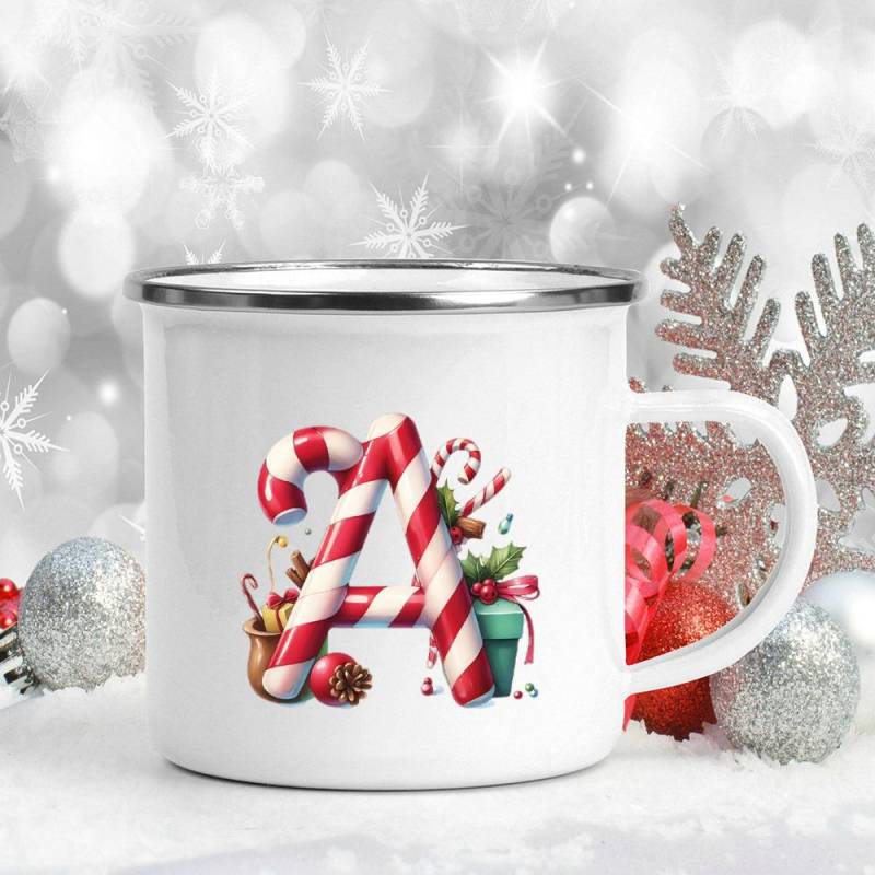 Emaille-Becher mit 26 Buchstaben, bedruckt, für Kaffee, Saft, Milch, Tassen mit Weihnachtsgriff, Weinbecher, Weihnachten, beste Geschenke für Sie von Joom DACH