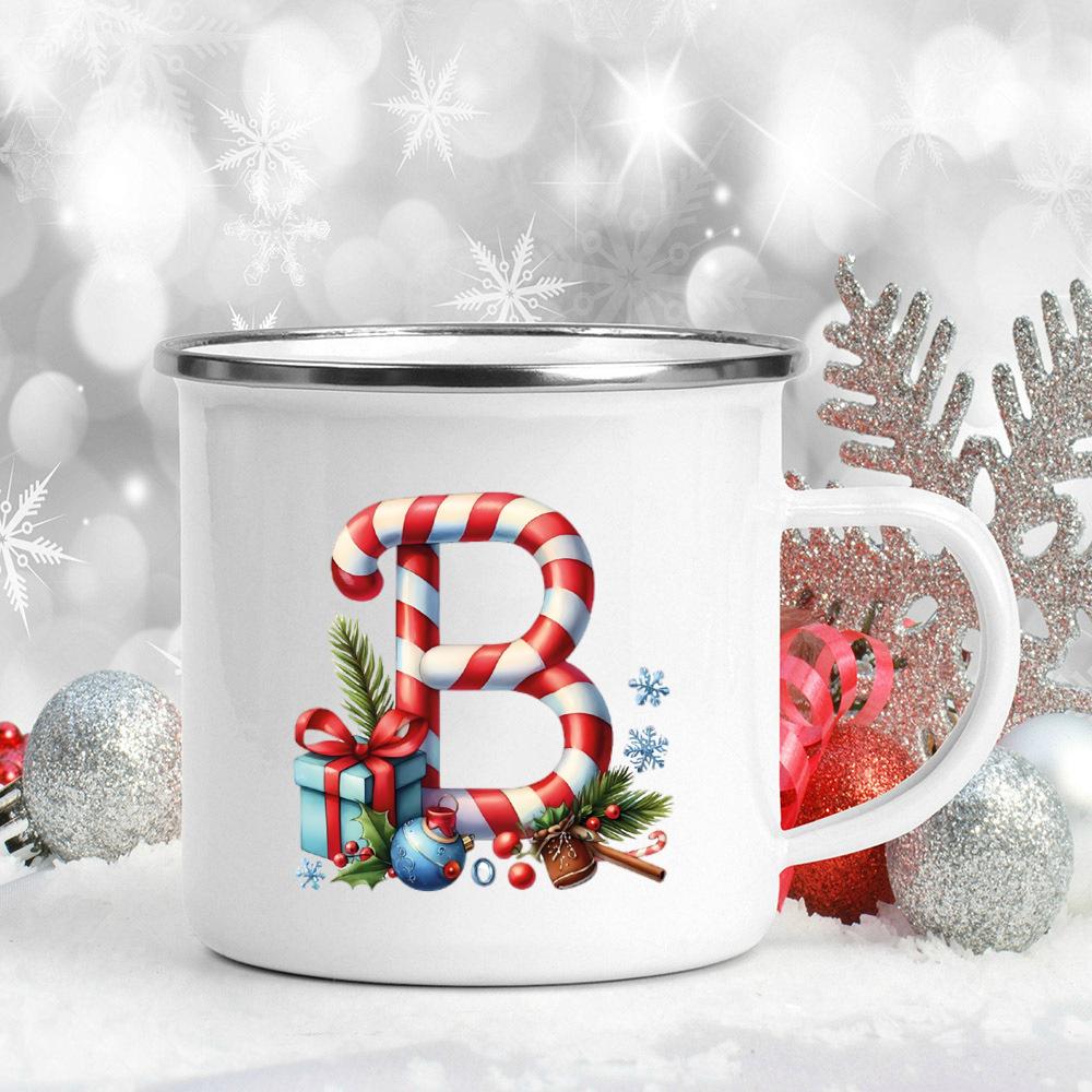 Emaille-Becher mit 26 Buchstaben, bedruckt, für Kaffee, Saft, Milch, Tassen mit Weihnachtsgriff, Weinbecher, Weihnachten, beste Geschenke für Sie von Joom DACH
