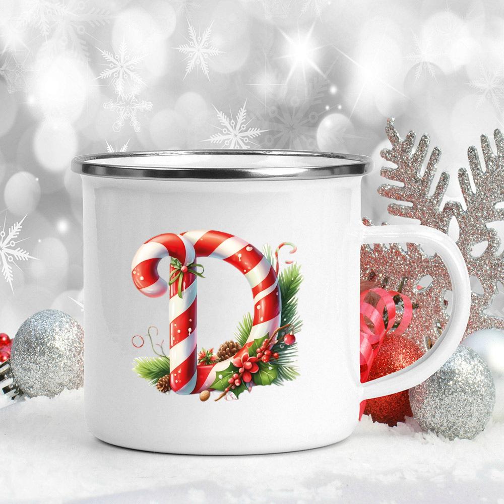 Emaille-Becher mit 26 Buchstaben, bedruckt, für Kaffee, Saft, Milch, Tassen mit Weihnachtsgriff, Weinbecher, Weihnachten, beste Geschenke für Sie von Joom DACH
