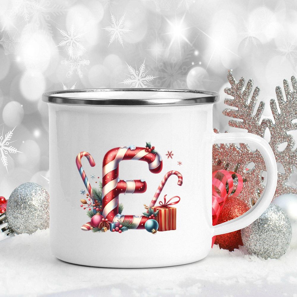 Emaille-Becher mit 26 Buchstaben, bedruckt, für Kaffee, Saft, Milch, Tassen mit Weihnachtsgriff, Weinbecher, Weihnachten, beste Geschenke für Sie von Joom DACH